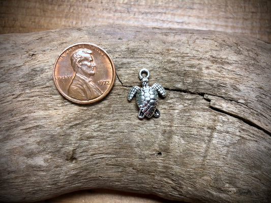 Sea Turtle Charm - Silver Tone