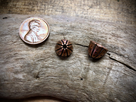 Dots & Lines Bead Cap - Antique Copper