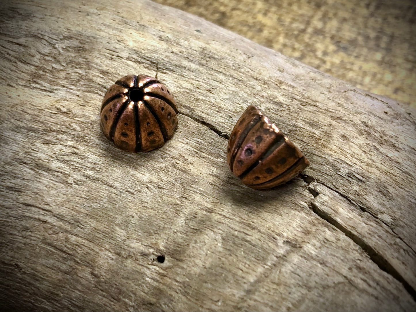 Dots & Lines Bead Cap - Antique Copper