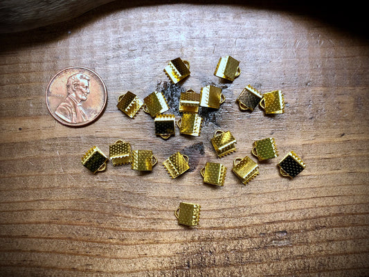 Belt End-Caps - 6mm x 8mm - Gold Tone