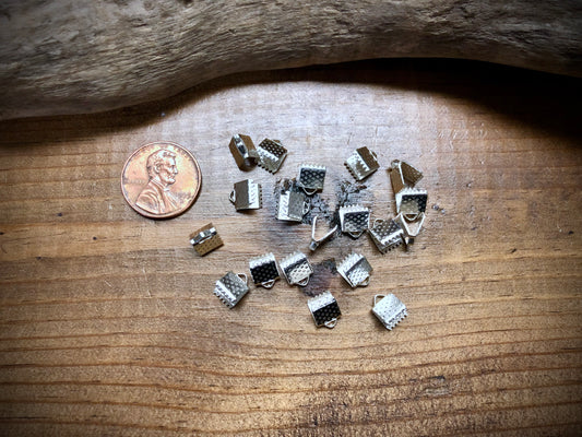 Belt End-Caps - 6mm x 8mm - Silver Tone