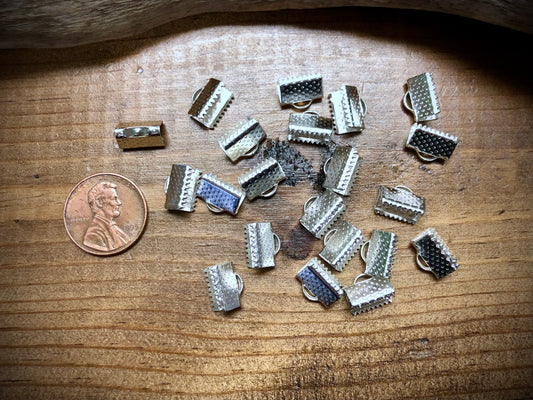 Belt End-Caps - 10mm x 7mm - Silver Tone
