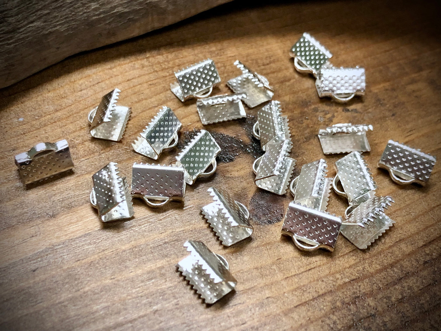 Belt End-Caps - 10mm x 7mm - Silver Tone