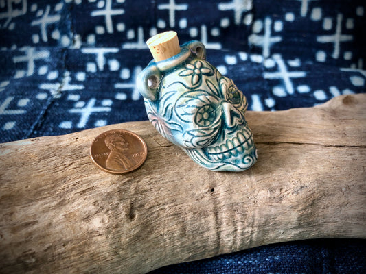 Peruvian Ceramic Vessel—Raku Skull