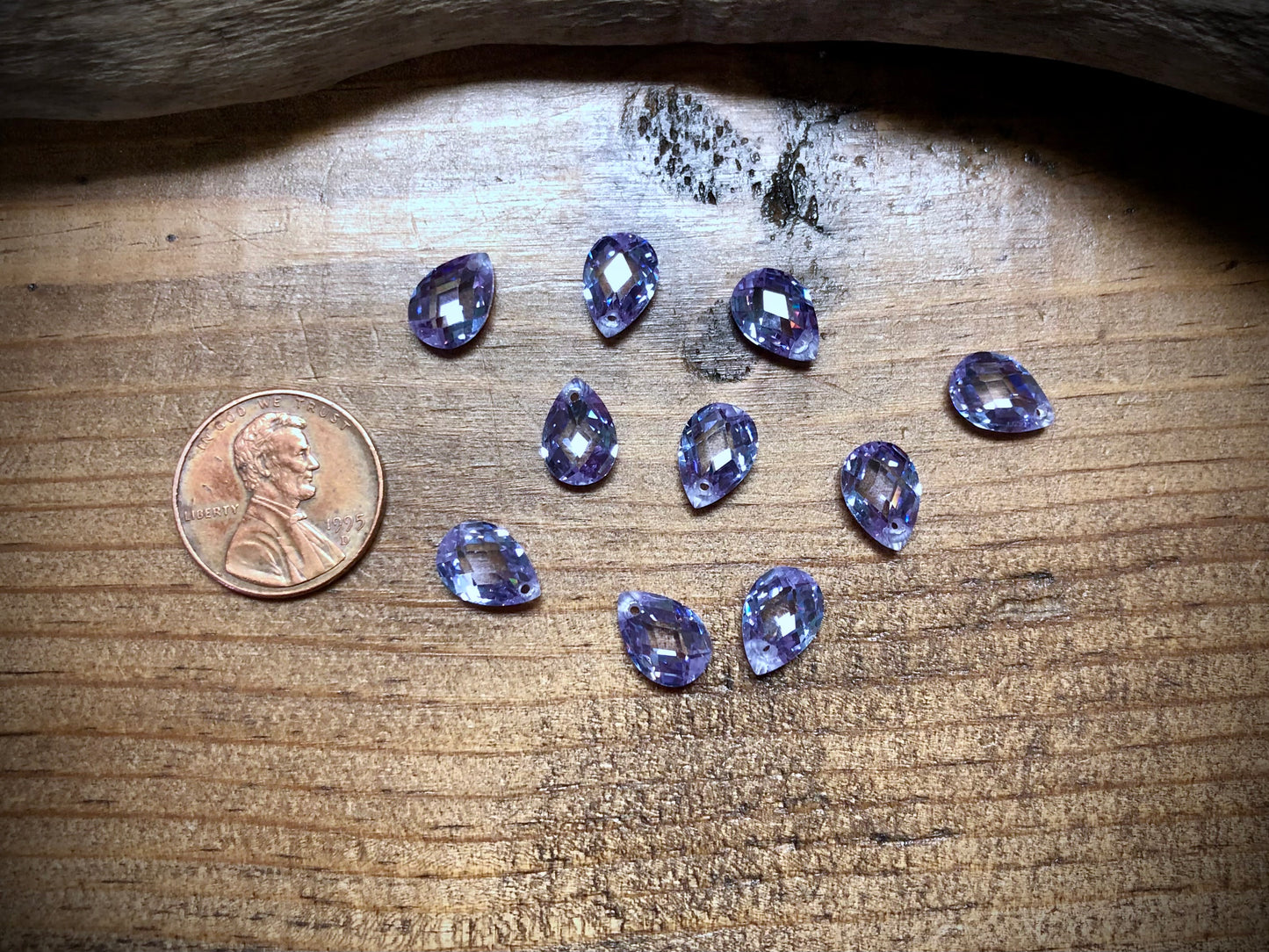 Cubic Zirconia Crystal Faceted Pear - Light Amethyst