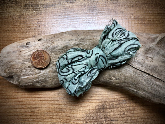 Sari Silk - Light Aqua with Circle Pattern