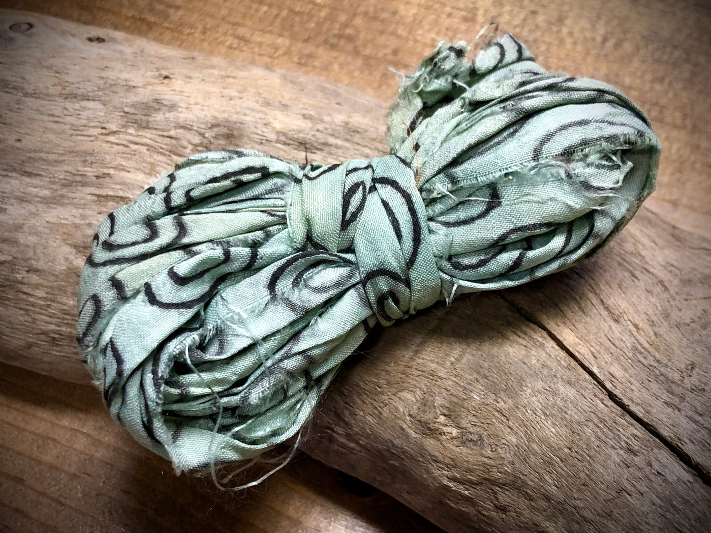 Sari Silk - Light Aqua with Circle Pattern