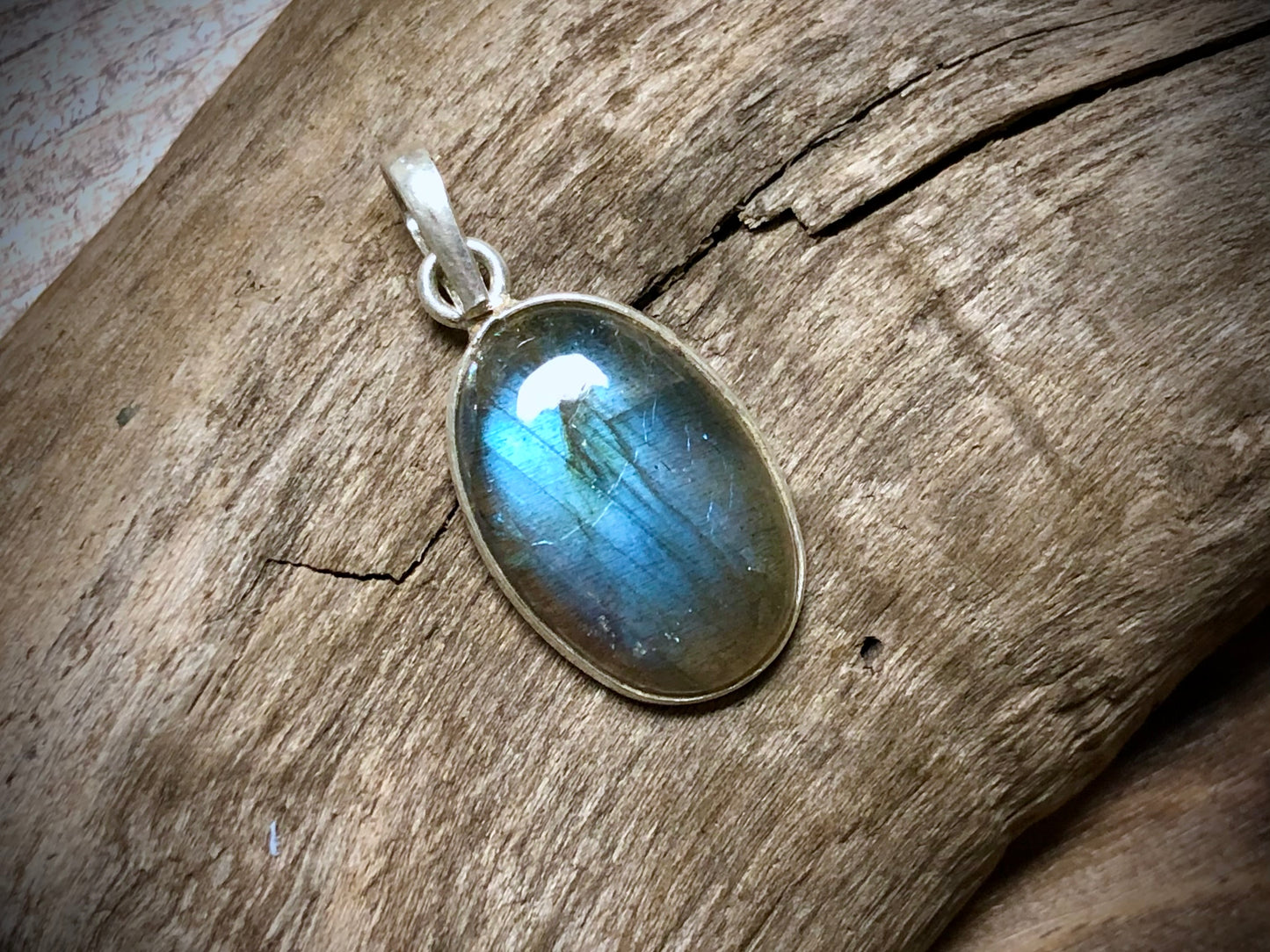 Labradorite Pendant with Silver Plated Bezel