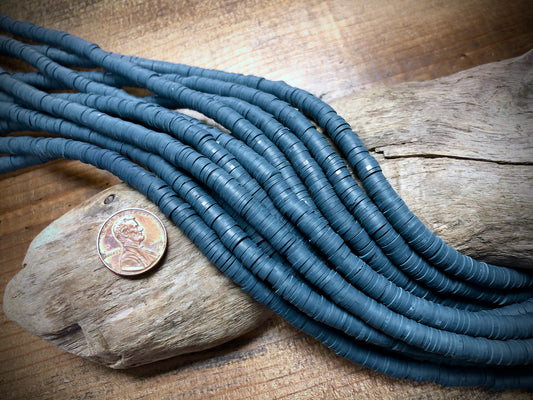 Polymer Clay Bead Strand - Teal - 6mm Discs