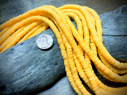 Polymer Clay Bead Strand - Yellow - 6mm Discs