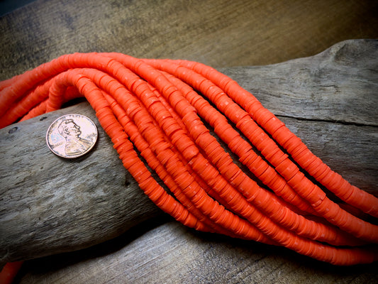 Polymer Clay Bead Strand - Orange - 6mm Discs