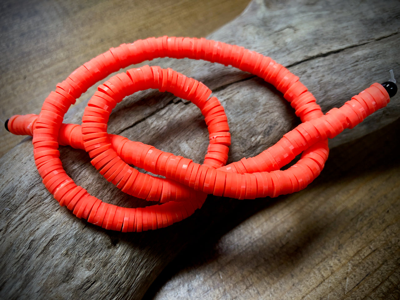 Polymer Clay Bead Strand - Orange - 6mm Discs