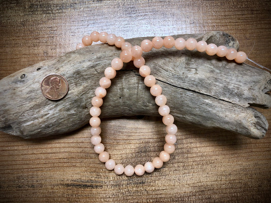 Dyed Jade Smooth Rounds - Peach - 8mm - 15.5"