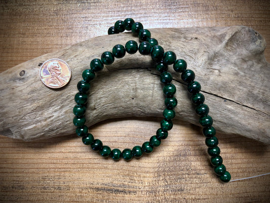 Dyed Jade Smooth Rounds - Dark Green - 8mm - 15.5"