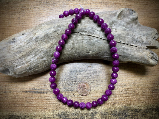 Dyed Jade Smooth Rounds - Purple - 8mm - 15.5"