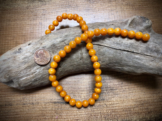 Dyed Jade Smooth Rounds - Orange - 8mm - 15.5"
