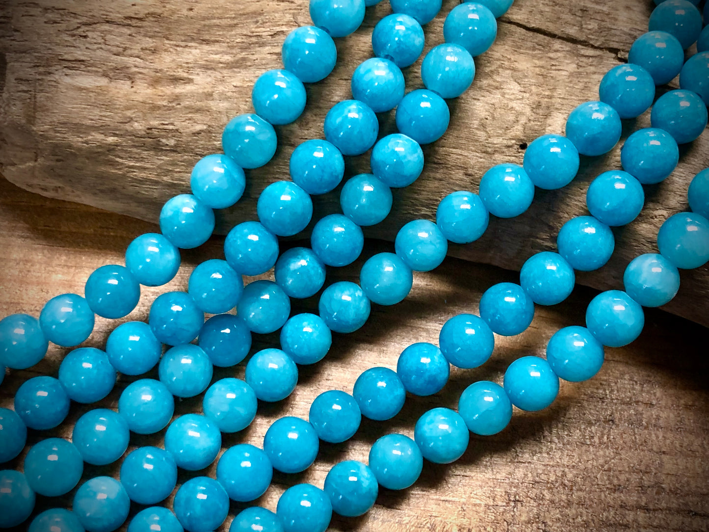 Dyed Jade Smooth Rounds - Sky Blue - 8mm - 15.5"
