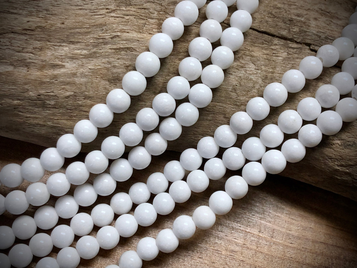 Dyed Jade Smooth Rounds - White - 6mm - 15.5"