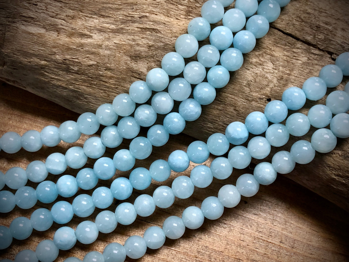 Dyed Jade Smooth Rounds - Light Blue - 6mm - 15.5"