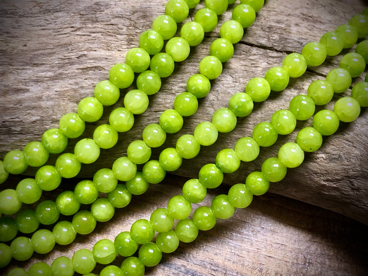 Dyed Jade Smooth Rounds - Lime Green - 6mm - 15.5"