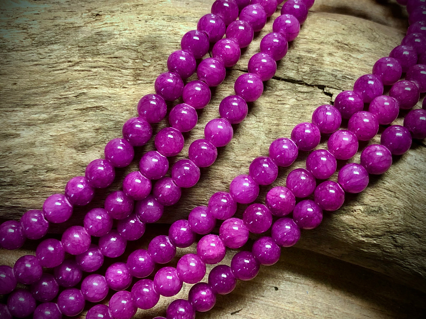 Dyed Jade Smooth Rounds - Fuchsia - 6mm - 15.5"