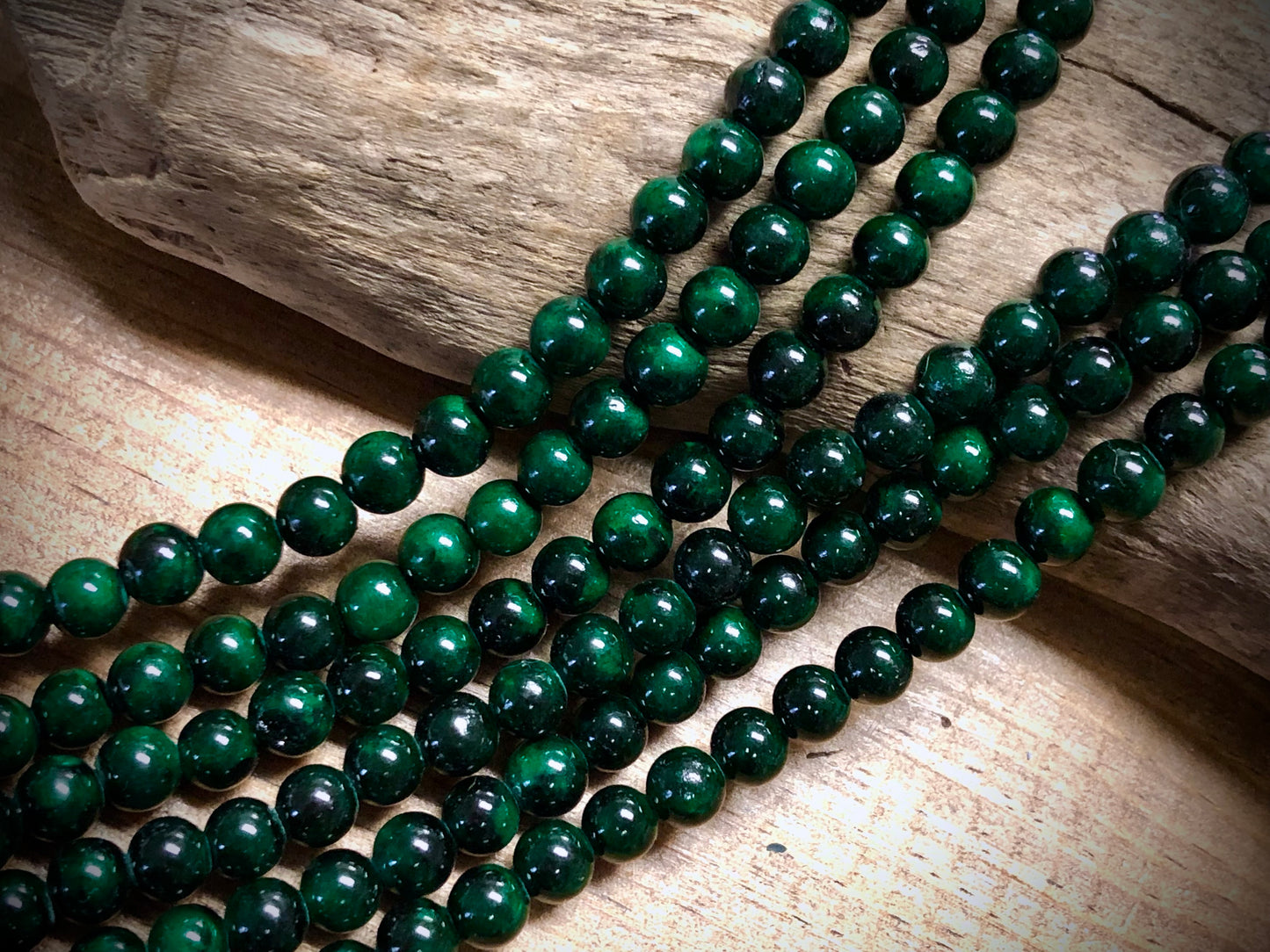 Dyed Jade Smooth Rounds - Dark Green - 6mm - 15.5"