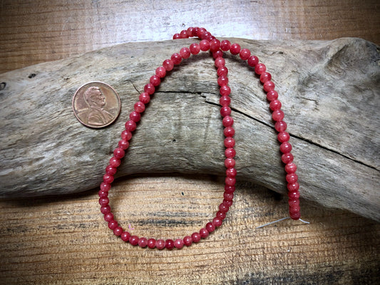 Dyed Jade Smooth Rounds - Rose Pink - 4mm - 15.5"