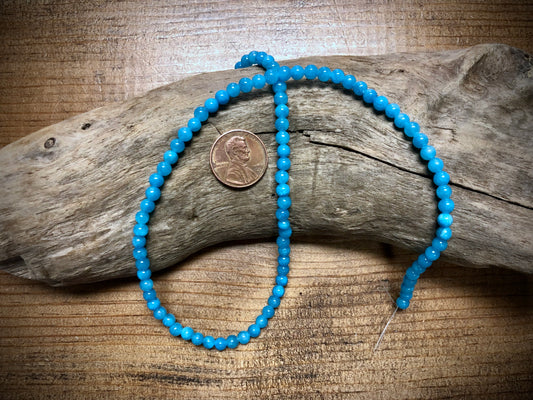 Dyed Jade Smooth Rounds - Sky Blue - 4mm - 15.5"