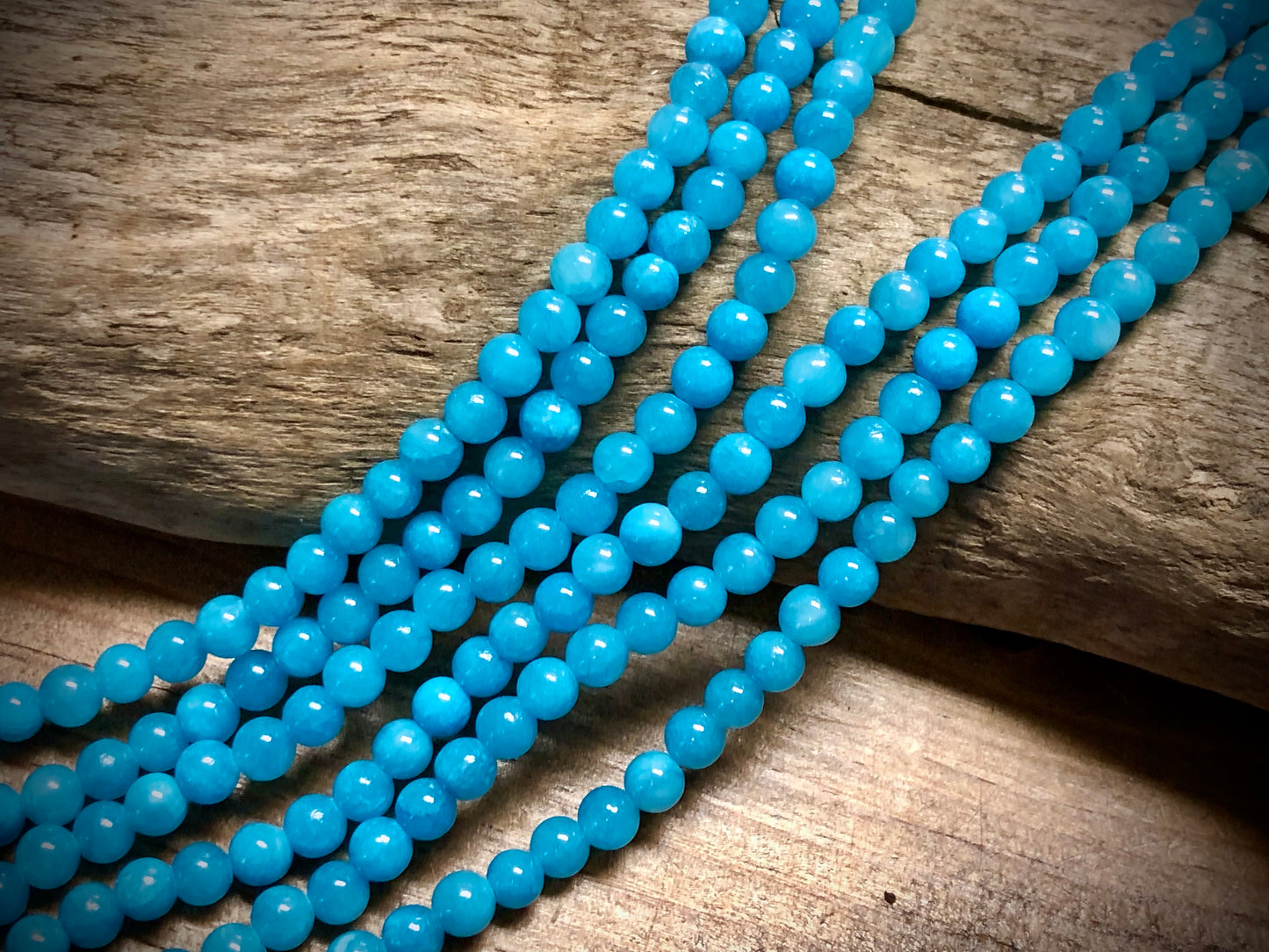 Dyed Jade Smooth Rounds - Sky Blue - 4mm - 15.5"