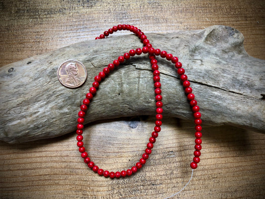 Dyed Jade Smooth Rounds - Red - 4mm - 15.5"