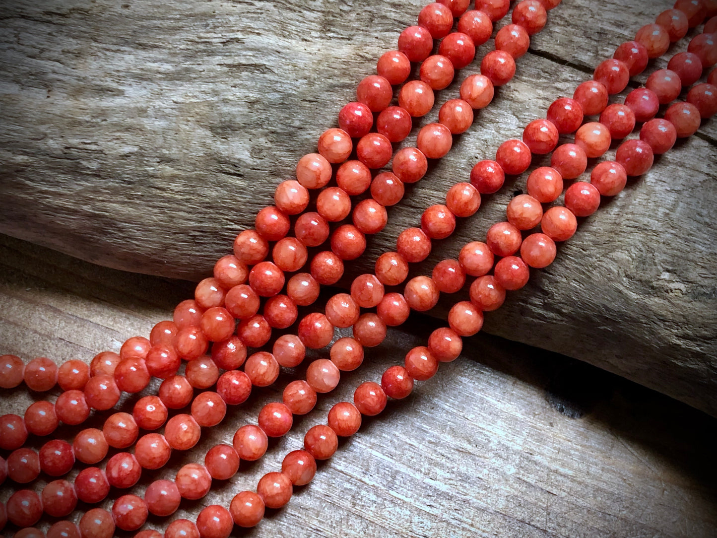 Dyed Jade Smooth Rounds - Coral - 4mm - 15.5"