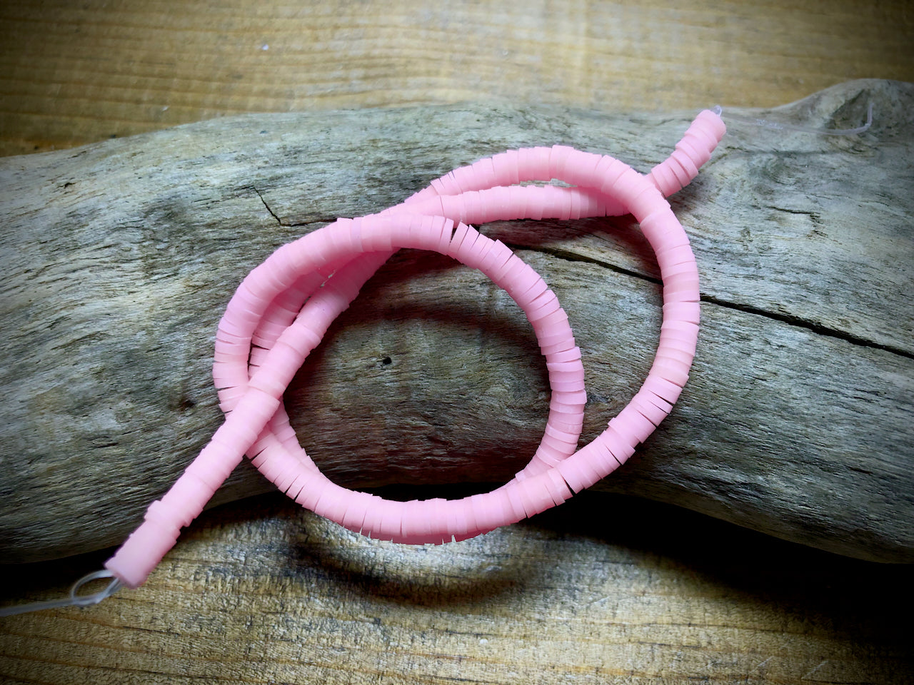 Polymer Clay Bead Strand - Pink - 4mm Discs