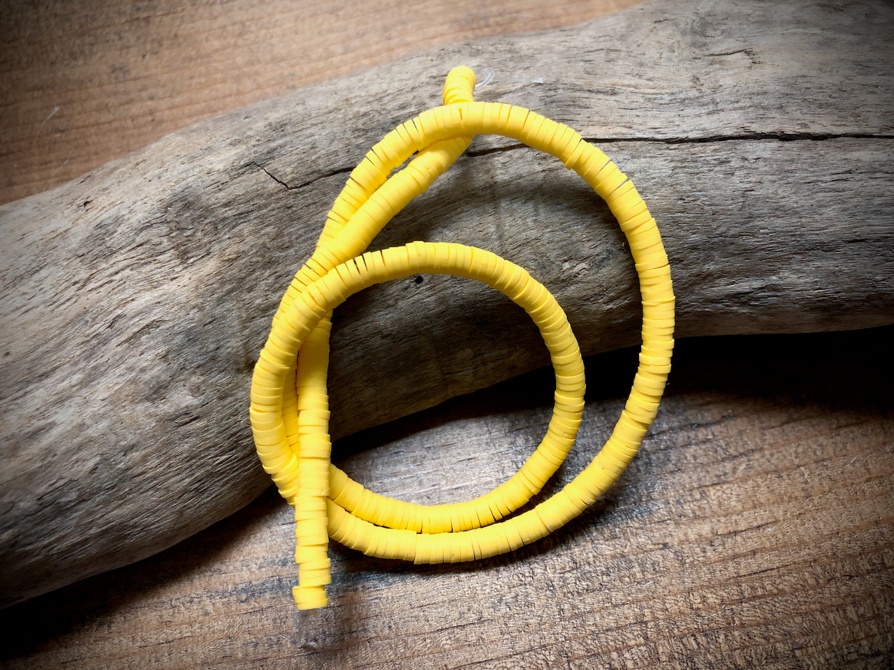 Polymer Clay Bead Strand - Yellow - 4mm Discs