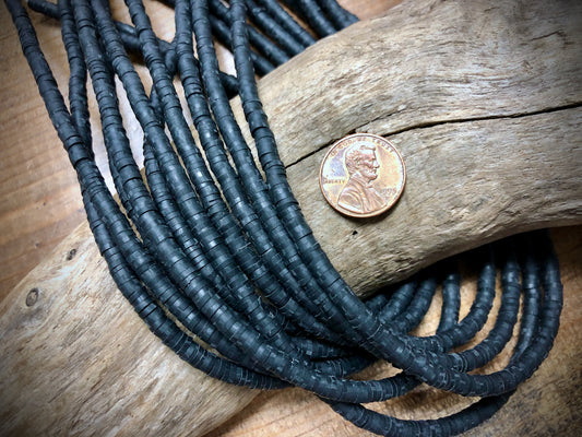 Polymer Clay Bead Strand - Black - 4mm Discs