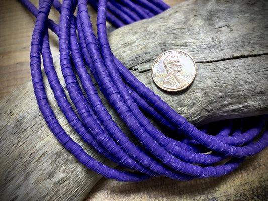 Polymer Clay Bead Strand - Blue - 4mm Discs