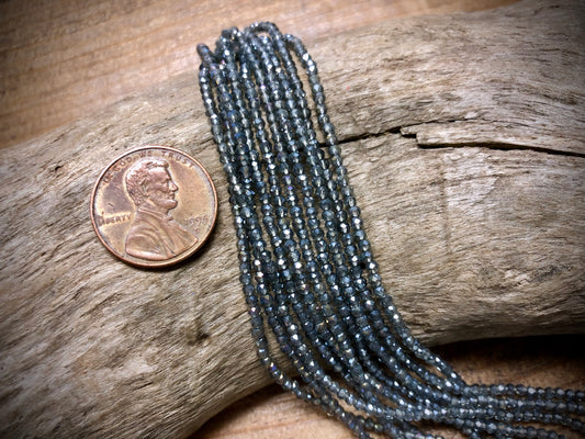 Thunder Polish Glass Faceted Rounds Strand - Black Diamond AB - 2mm - 14”