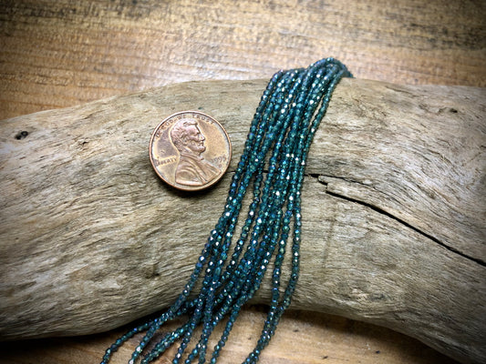 Thunder Polish Glass Faceted Rounds Strand - Magic Green AB - 2mm - 14”