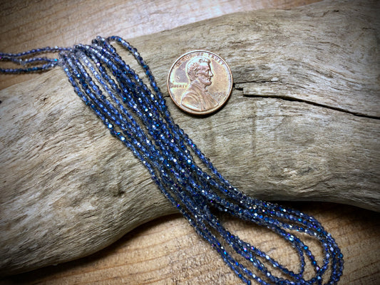 Thunder Polish Glass Faceted Rounds Strand - Magic Blue AB - 2mm - 14”