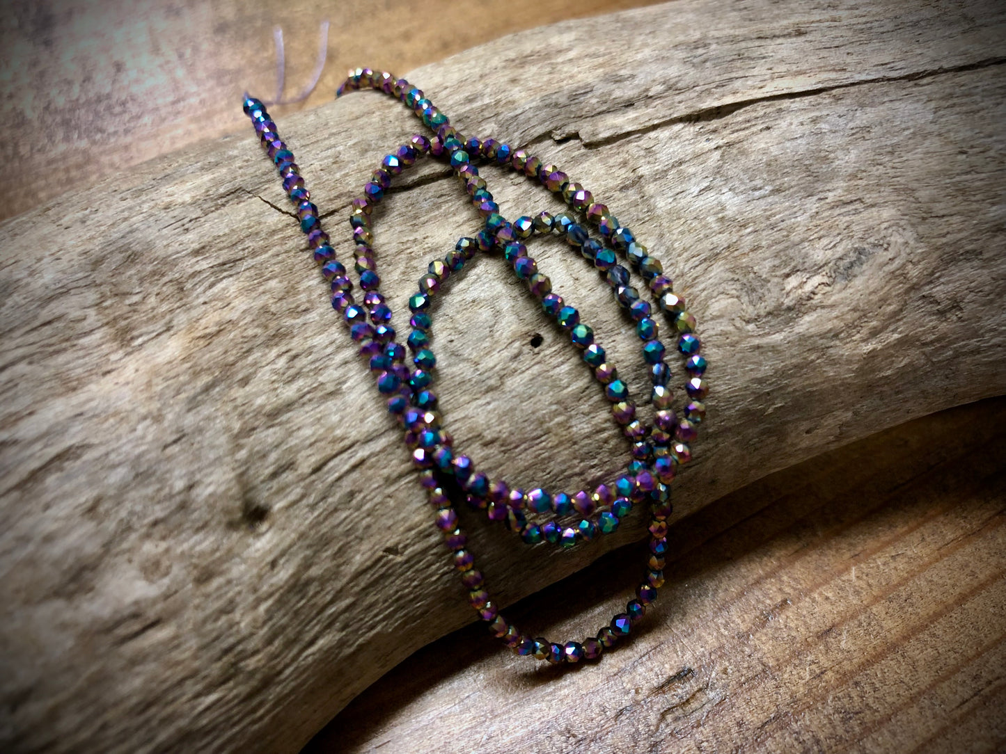 Thunder Polish Glass Faceted Rounds Strand - Rainbow AB - 2mm - 14”