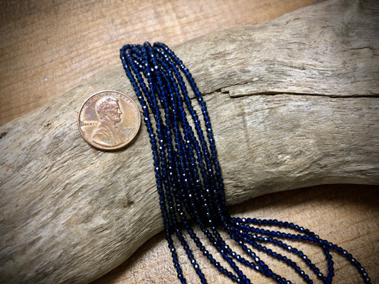 Thunder Polish Glass Faceted Rounds Strand - Sapphire Blue - 2mm - 14”