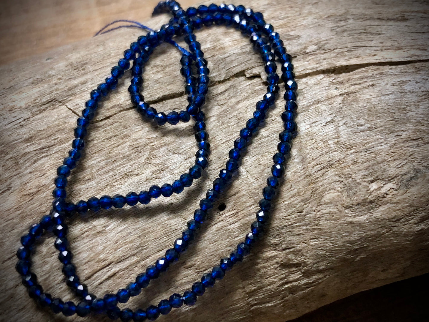 Thunder Polish Glass Faceted Rounds Strand - Sapphire Blue - 2mm - 14”