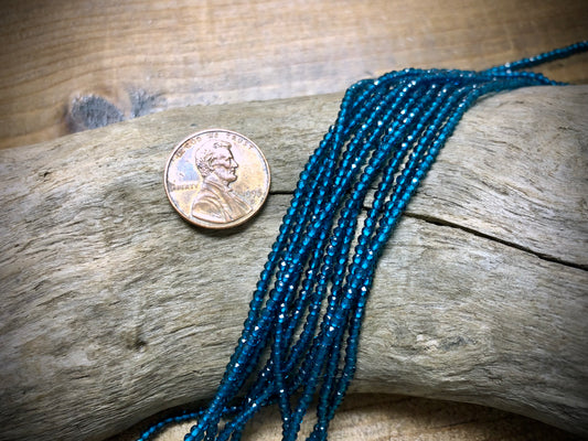 Thunder Polish Glass Faceted Rounds Strand - Teal - 2mm - 14”
