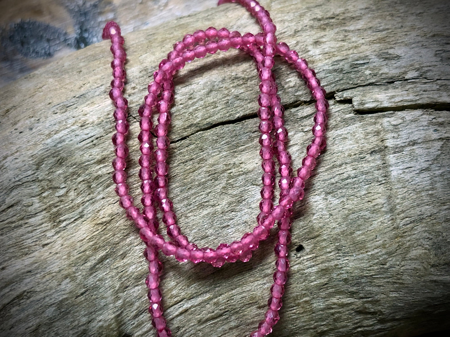 Thunder Polish Glass Faceted Rounds Strand - Pink - 2mm - 14”