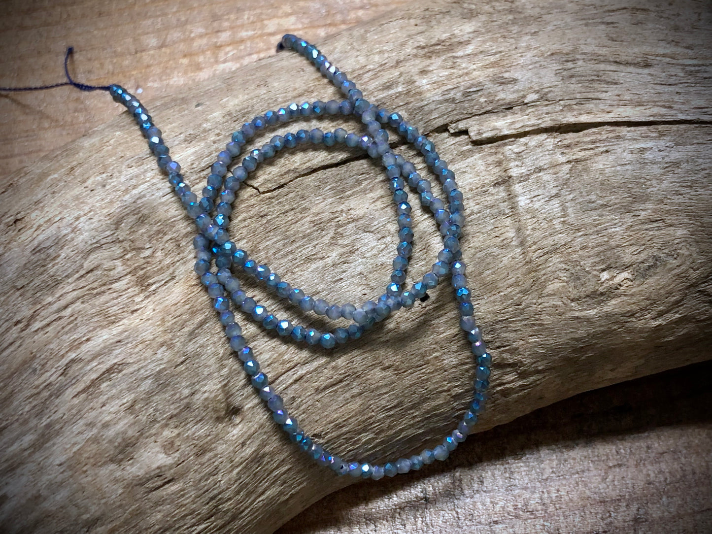 Thunder Polish Glass Faceted Rounds Strand - Cerulean Blue AB - 2mm - 14”