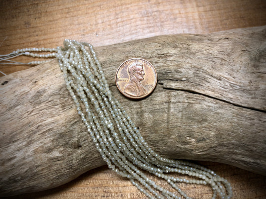 Thunder Polish Glass Faceted Rounds Strand - Cream - 2mm - 14”