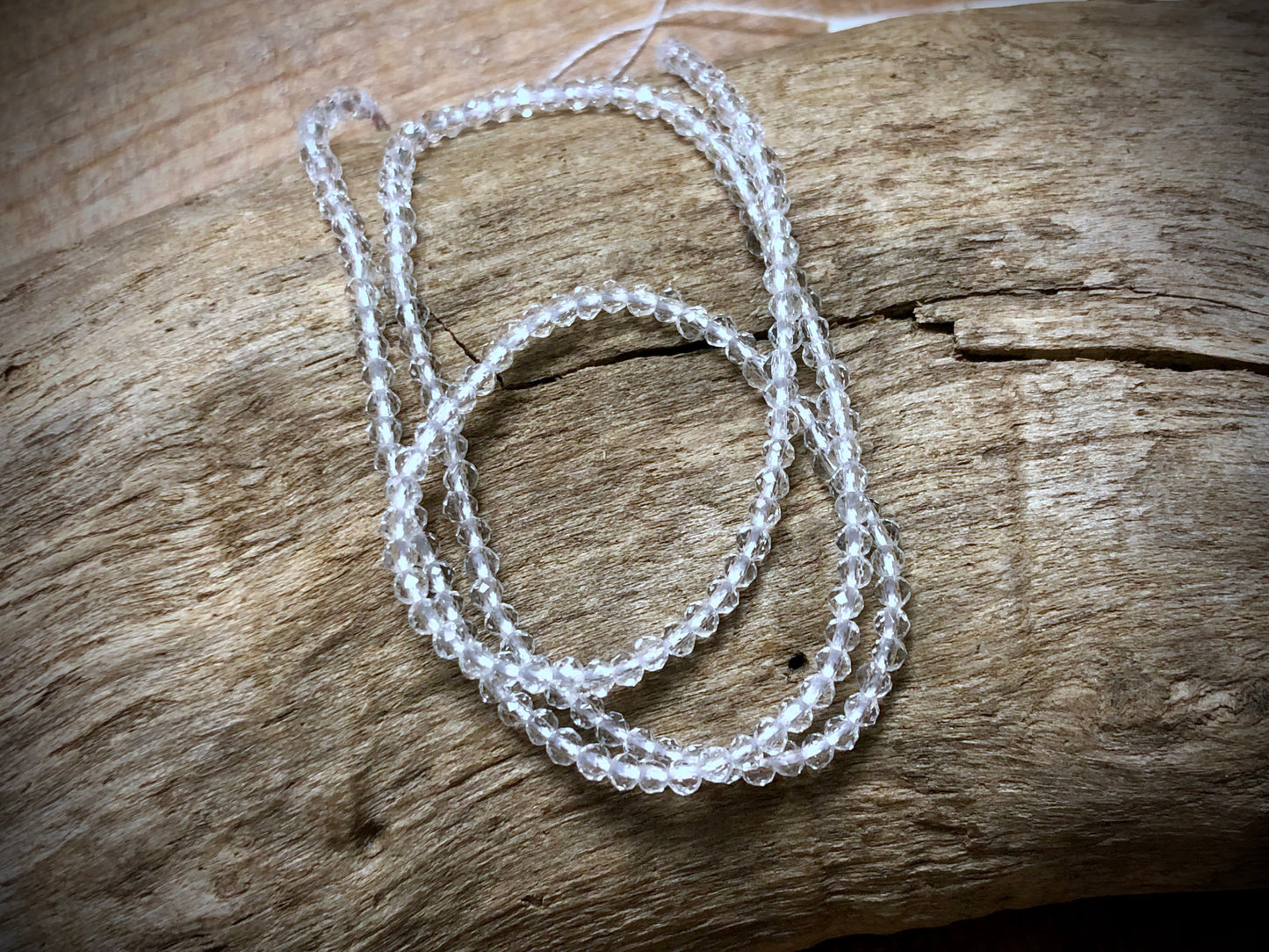 Thunder Polish Glass Faceted Rounds Strand - Clear Crystal - 2mm - 14”