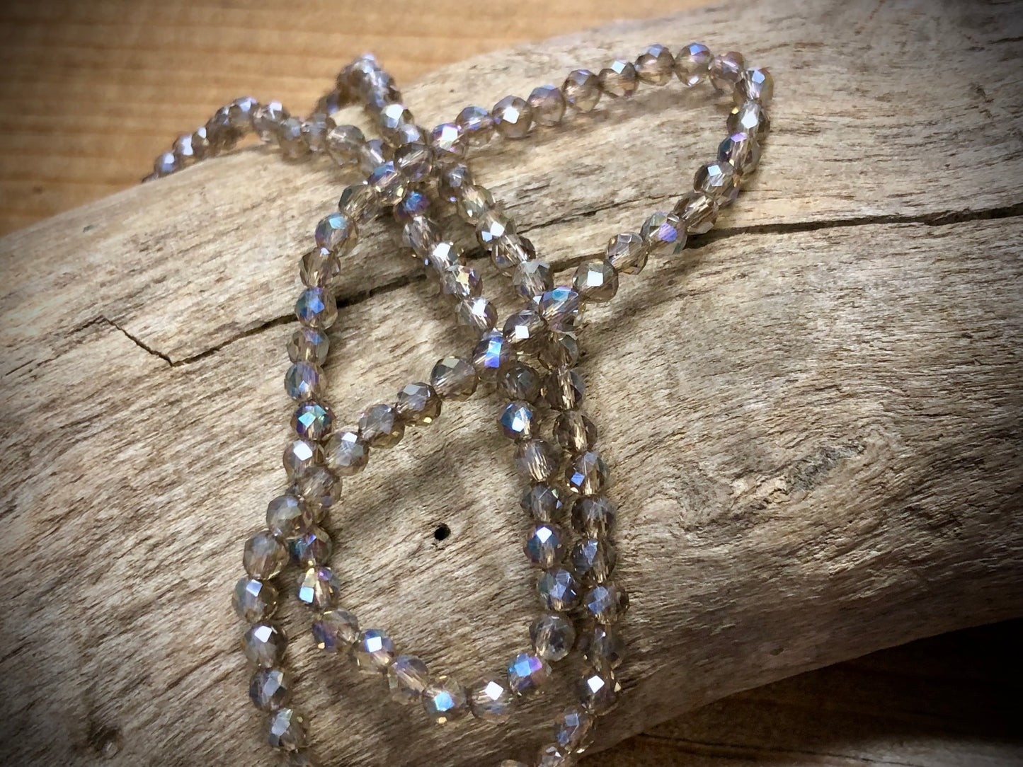 Thunder Polish Glass Faceted Rounds Strand - Black Diamond AB - 3mm - 14”