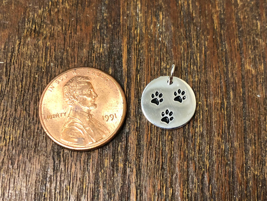 Silver-Plated Bronze Three Paw Print Charm