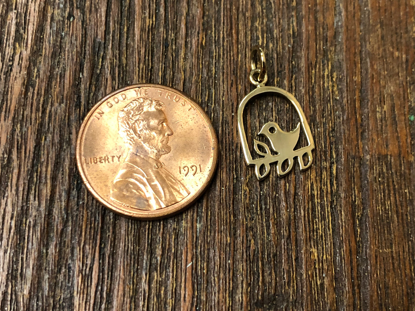 Bronze Bird on a Perch Charm