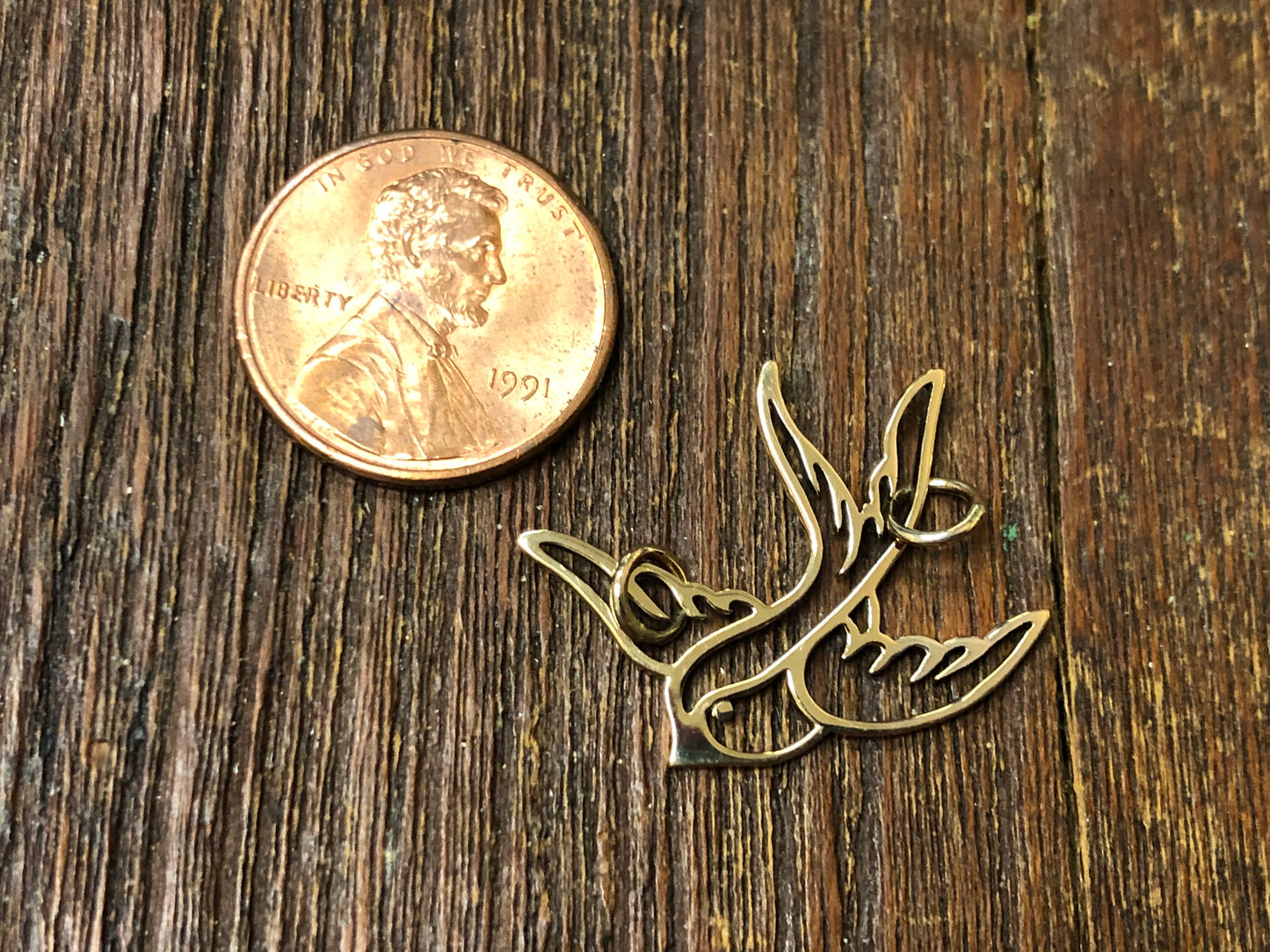 Bronze Openwork Swallow Bird Link Charm